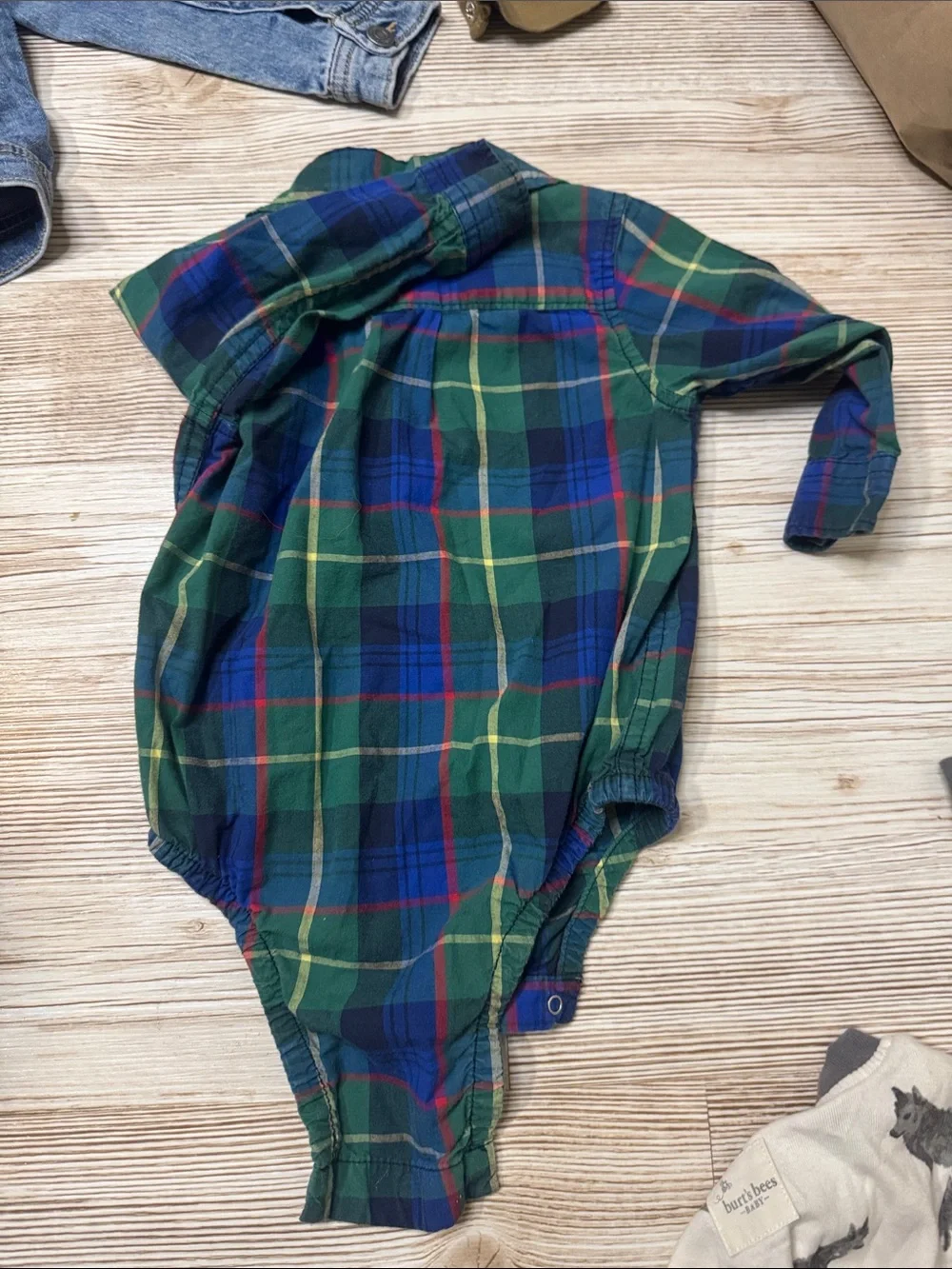 GAP Green and Blue Plaid One-Piece Bodysuit